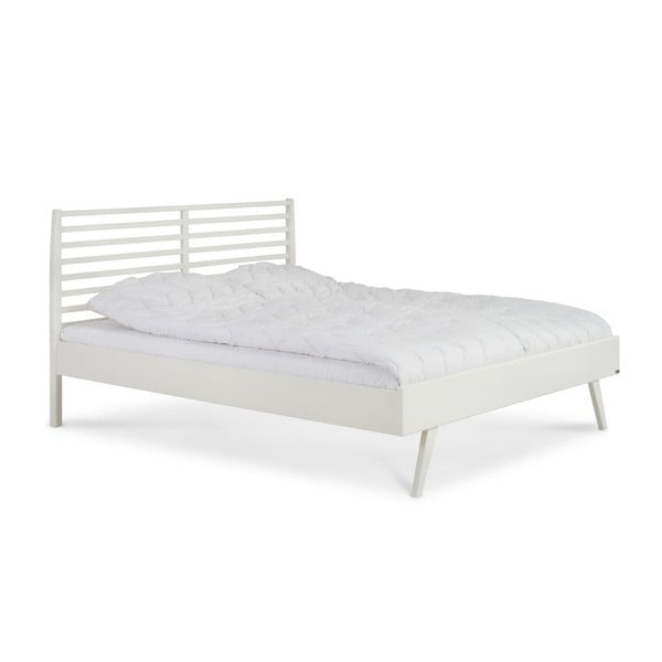 Białe łóżko wykonane ręcznie z litego drewna brzozowego Kiteen Notte, 160x200 cm