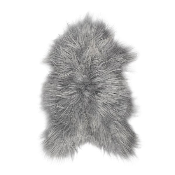 Szary futrzany dywan z owczej skóry z długim włosiem Arctic Fur Ptelja, 100x55 cm