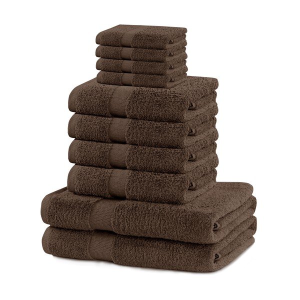 Brązowe bawełniane ręczniki frotte zestaw 10 szt. Marina – DecoKing