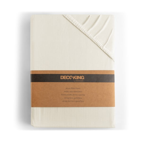 Kremowobiałe dżersejowe prześcieradło z gumką 240x200 cm Amber – Restilo-image-4