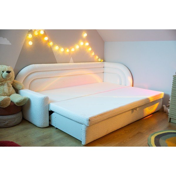 Kremowa rozkładana/ze schowkiem sofa z materiału bouclé lewostronna 223 cm Fabillo – ELTAP-image-1