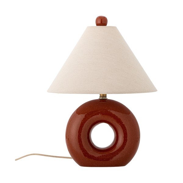 Czerwona/kremowa lampa stołowa ceramiczna z tekstylnym kloszem (wysokość 42 cm) Panja – Bloomingville