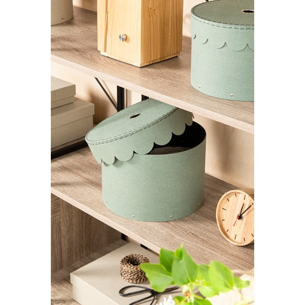 Zielononiebieskie kartonowe pojemniki zestaw 2 szt. z pokrywką ø 26x17,5 cm Wilma Canvas Paper Laminate – Bigso-image-1