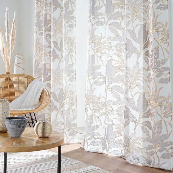 Firanka w beżowo-złotym kolorze 35x240 cm Vayana – douceur d'intérieur-image-1