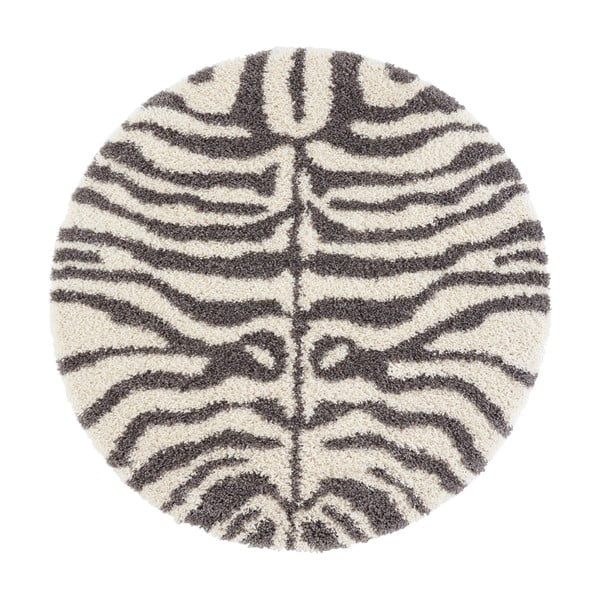 Szaro-beżowy okrągły dywan ø 160 cm Striped Animal – Ragami
