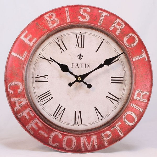 Drewniany zegar Le Bistro Paris, 34x34 cm