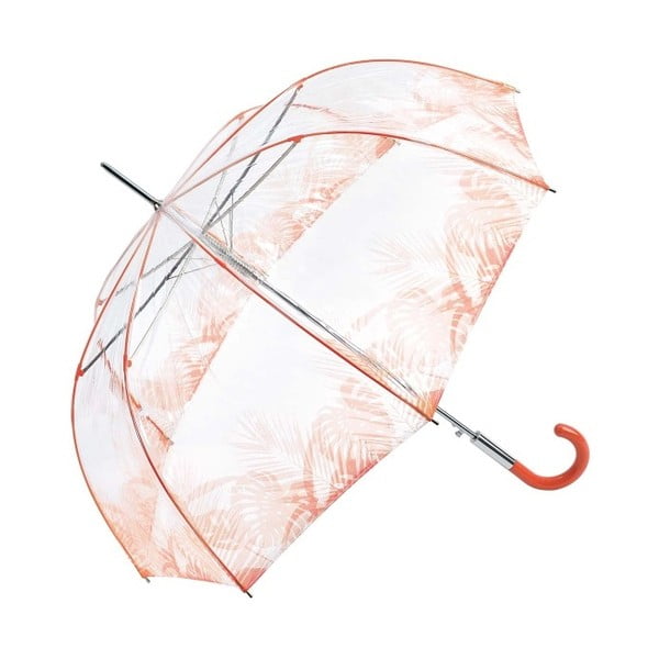 Przezroczysty parasol z pomarańczowymi detalami Ambiance Birdcage Tropical Leaves, ⌀ 86 cm