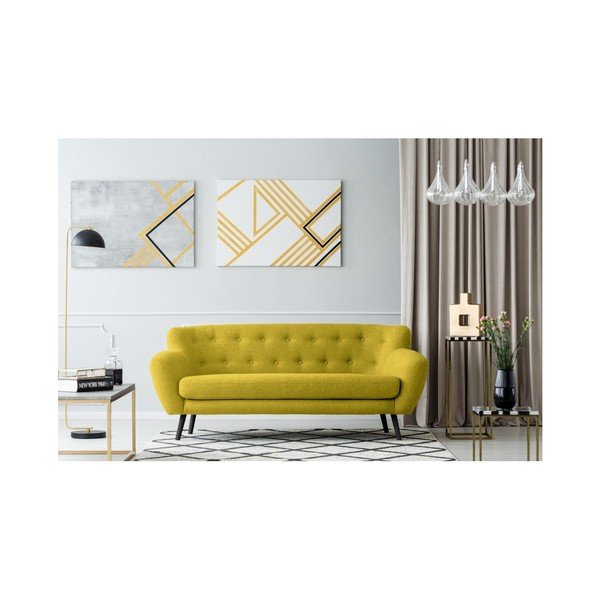 Żółta sofa trzyosobowa Kooko Home Rock-image-3