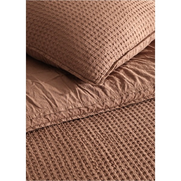 Brązowa pościel dwuosobowa z bawełny renforcé 240x220 cm Waffle Striped – Mila Home Luxury-image-1
