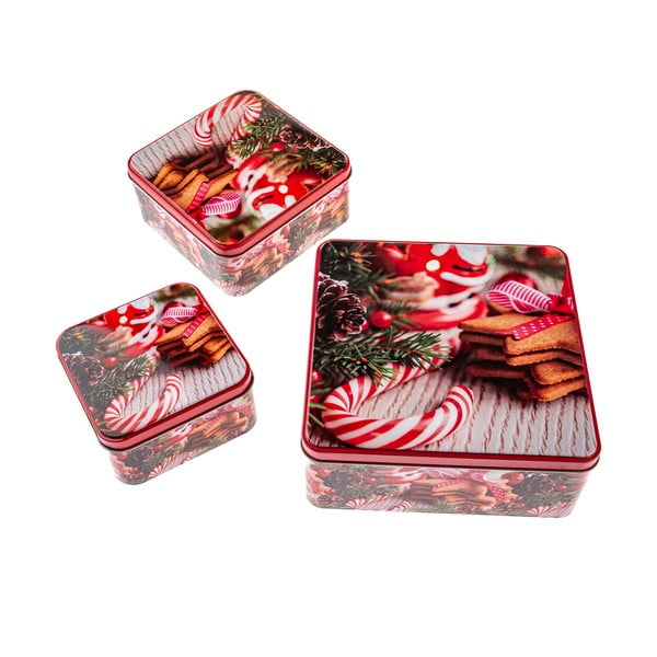 Metalowe pojemniki na pierniki 3 szt. Christmas – Dakls