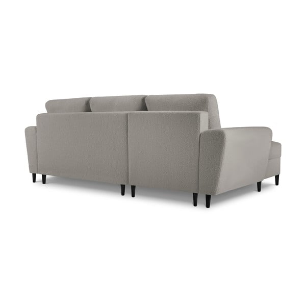 Jasnoszary rozkładany narożnik ze schowkiem z materiału bouclé (lewostronny/z szezlongiem) Kyoto – Cosmopolitan Design-image-4
