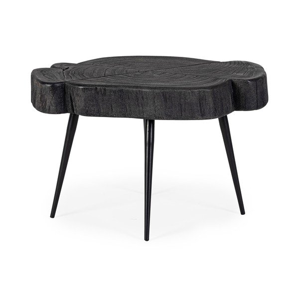 Czarny stolik z blatem z drewna akacjowego 35x46 cm Zakia – Bizzotto-image-2