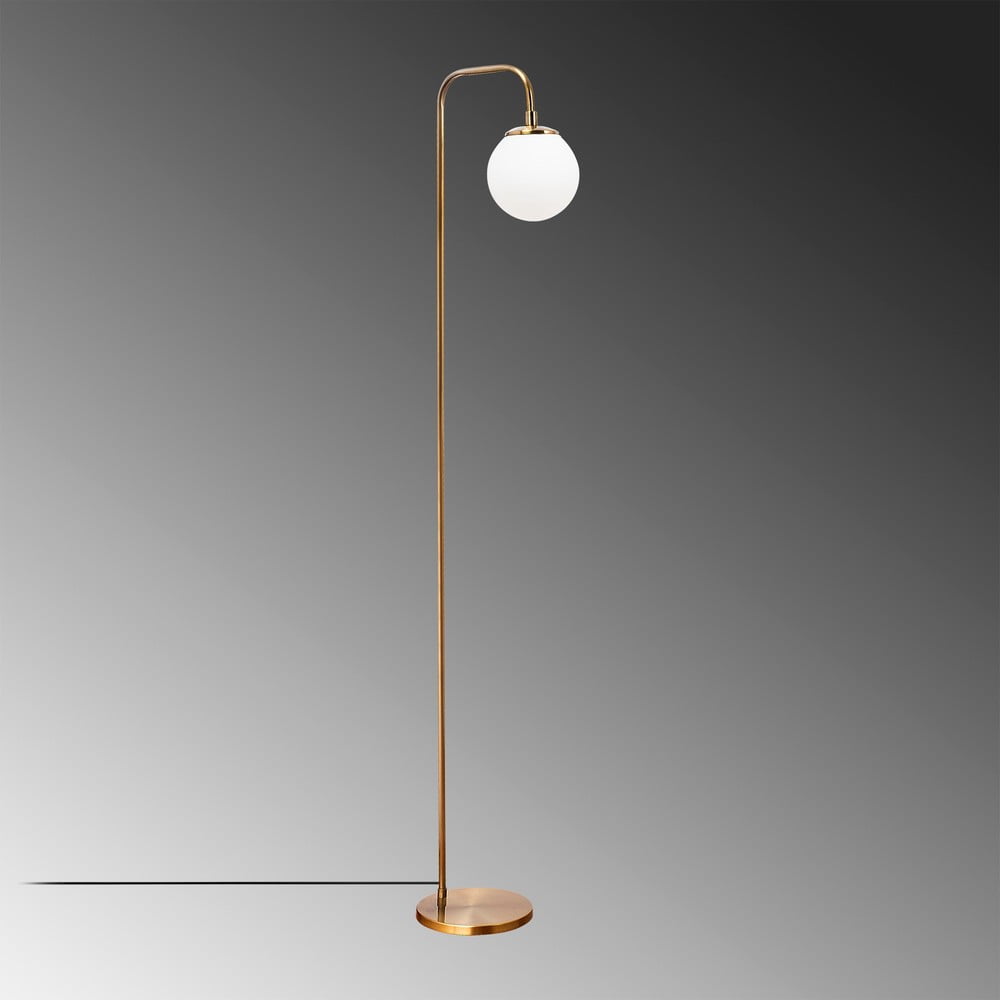 Biała/w kolorze mosiądzu lampa stojąca ze szklanym kloszem (wysokość 146 cm) Viran – Opviq lights (zdjęcie 4)