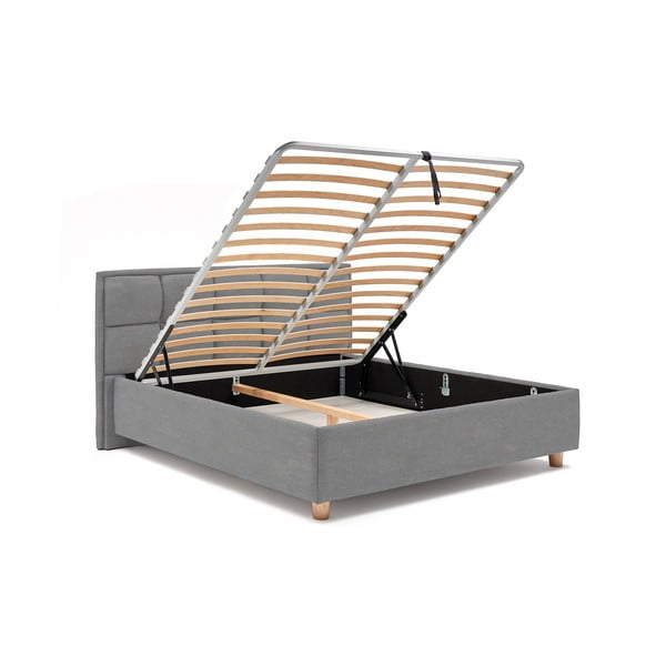 Błękitne dwuosobowe łóżko ze stelażem i schowkiem DlaSpania Karme, 160x200 cm-image-4