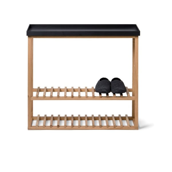 Regał na buty z czarną półką z drewna dębowego Wireworks Hello Storage-image-1