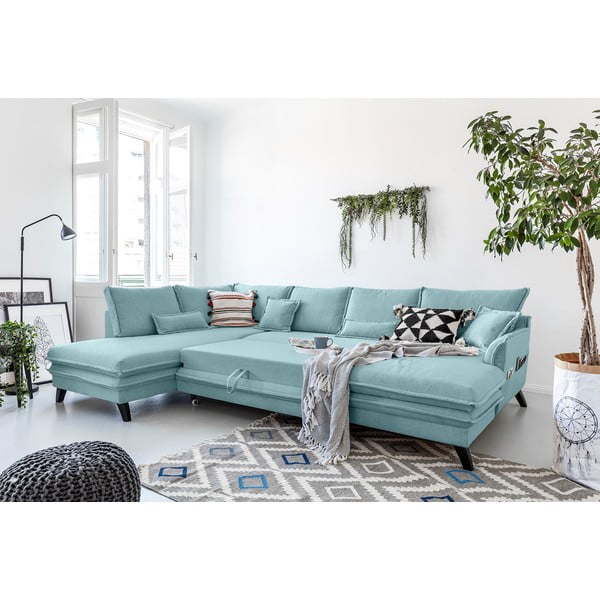 Jasnoniebieska rozkładana sofa w kształcie litery "U" Miuform Charming Charlie, lewostronna-image-4