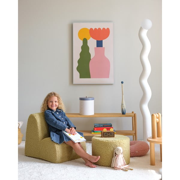 Zielony puf dziecięcy z materiału bouclé – Wigiwama-image-2