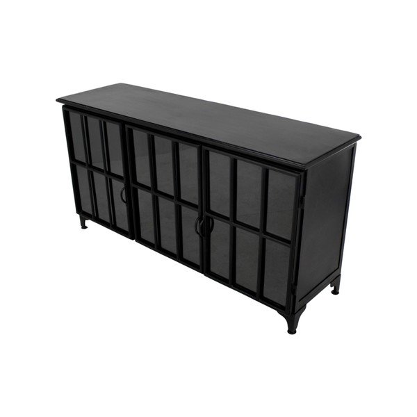 Czarna komoda ze szkła i metalu HSM collection Manhattan-image-1
