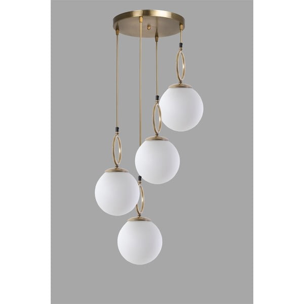 Biała/w kolorze mosiądzu lampa wisząca ze szklanym kloszem ø 30 cm Morino – Opviq lights-image-2