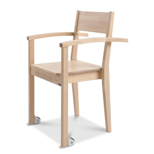 Lakierowane krzesło wykonane ręcznie z litego drewna brzozowego z przednimi kółkami Kiteen Joki