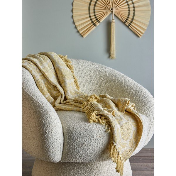 Żółty koc z mieszanki bawełny 130x155 cm Pratello – Bloomingville-image-3