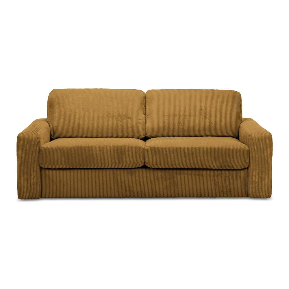 Musztardowa sztruksowa rozkładana sofa 195 cm Nona – Makamii