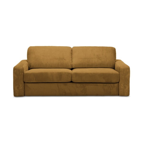 Musztardowa sztruksowa rozkładana sofa 195 cm Nona – Makamii