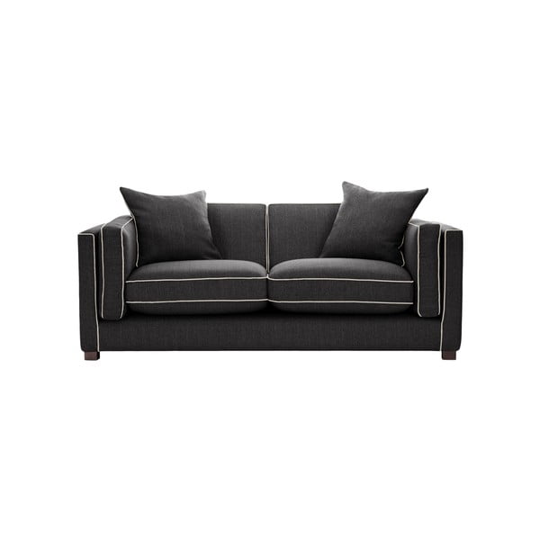 Antracytowa sofa 2-osobowa z kremowym wykończeniem Rodier Organdi