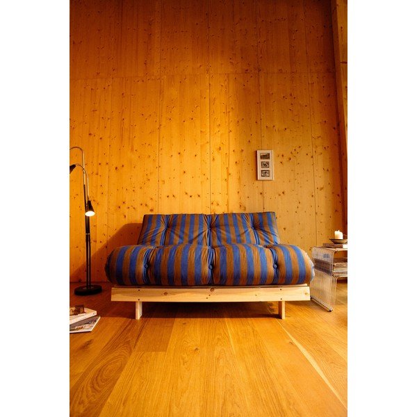 Niebieski/brązowy fotel futon/drewniany Roots – Karup-image-1
