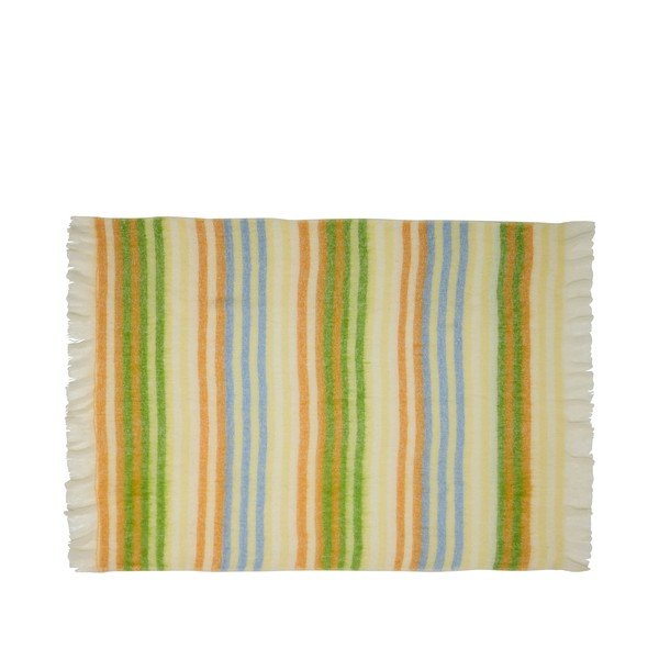 Żółto-zielony koc z mieszanki wełny 140x200 cm Loom – Hübsch