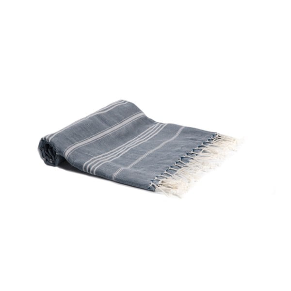 Granatowy ręcznik kąpielowy tkany ręcznie Ivy's Ebru, 100x180 cm