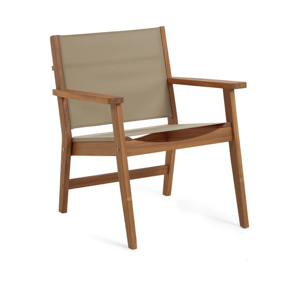 Krzesło ogrodowe z drewna akacji z zielonym obiciem Kave Home Hilda