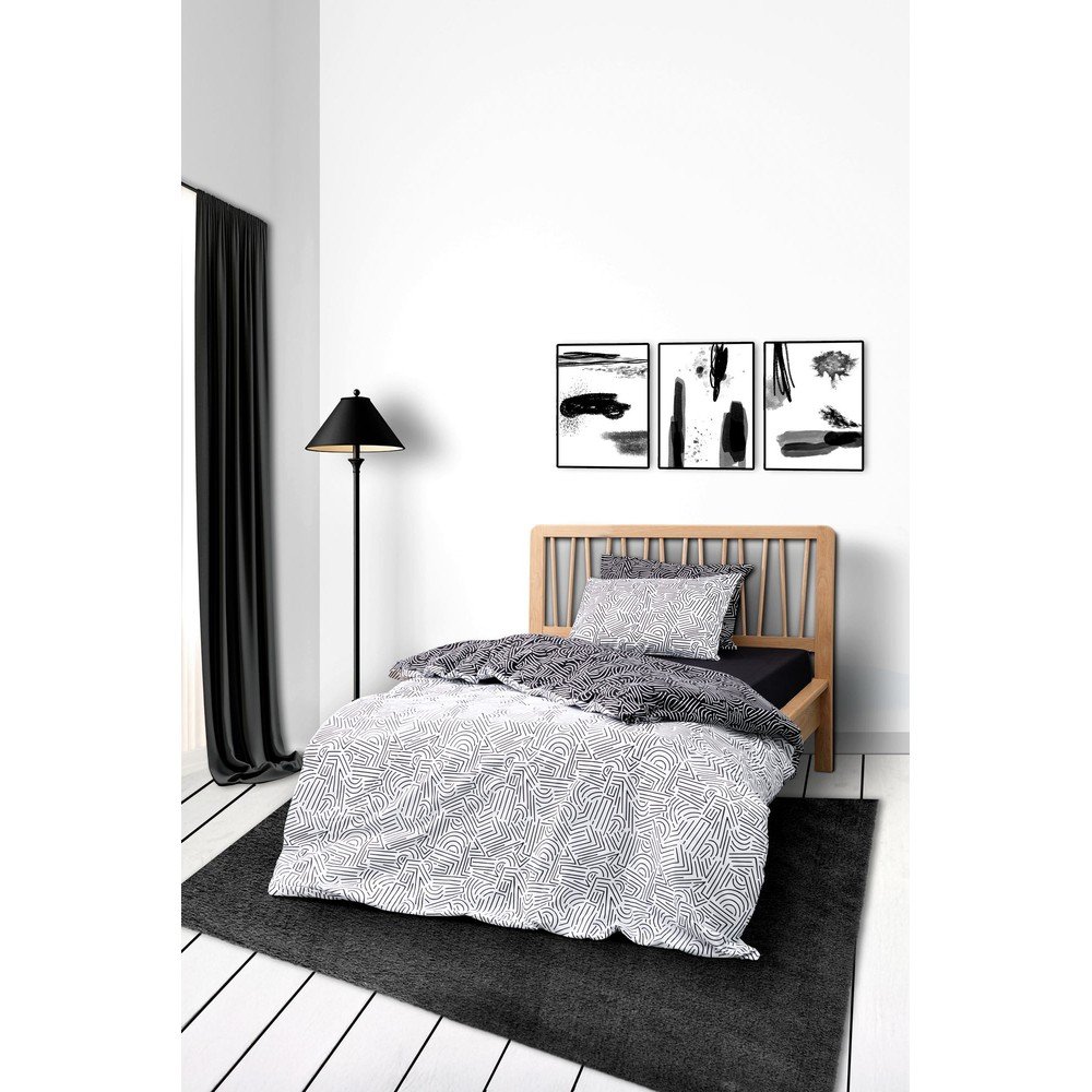 Czarna pościel jednoosobowa 200x140 cm Maze  – Mijolnir