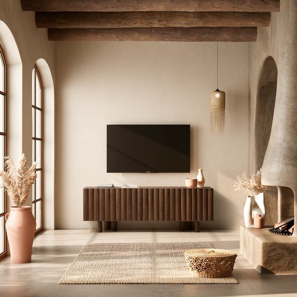 Brązowa szafka pod TV z litego drewna mango 160x55x40 cm Tamira – MOME-image-1