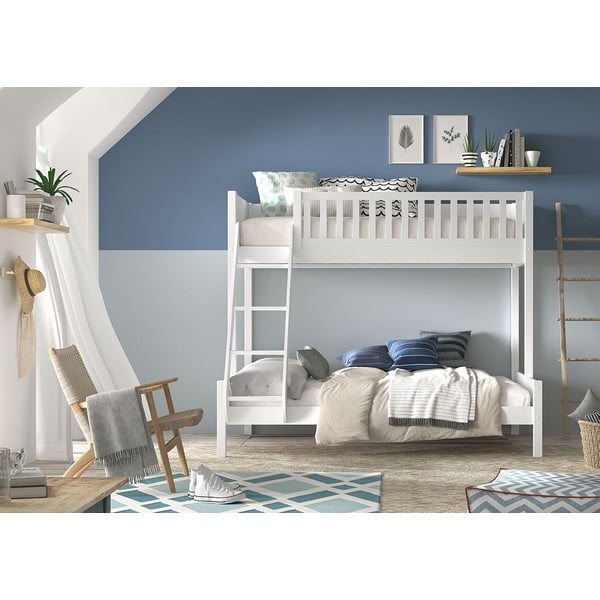 Białe piętrowe łóżko dziecięce 140x200/90x200 cm Scott – Vipack-image-1