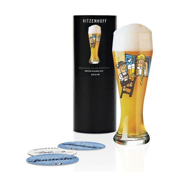 Komplet szklanki do piwa ze szkła kryształowego i 5 podkładek Ritzenhoff Martina Schlenke, 645 ml-image-1