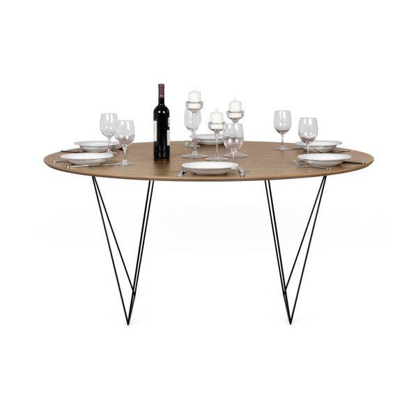 Stół w kolorze orzecha z czarnymi nogami Symbiosis Row, ⌀ 150 cm-image-2