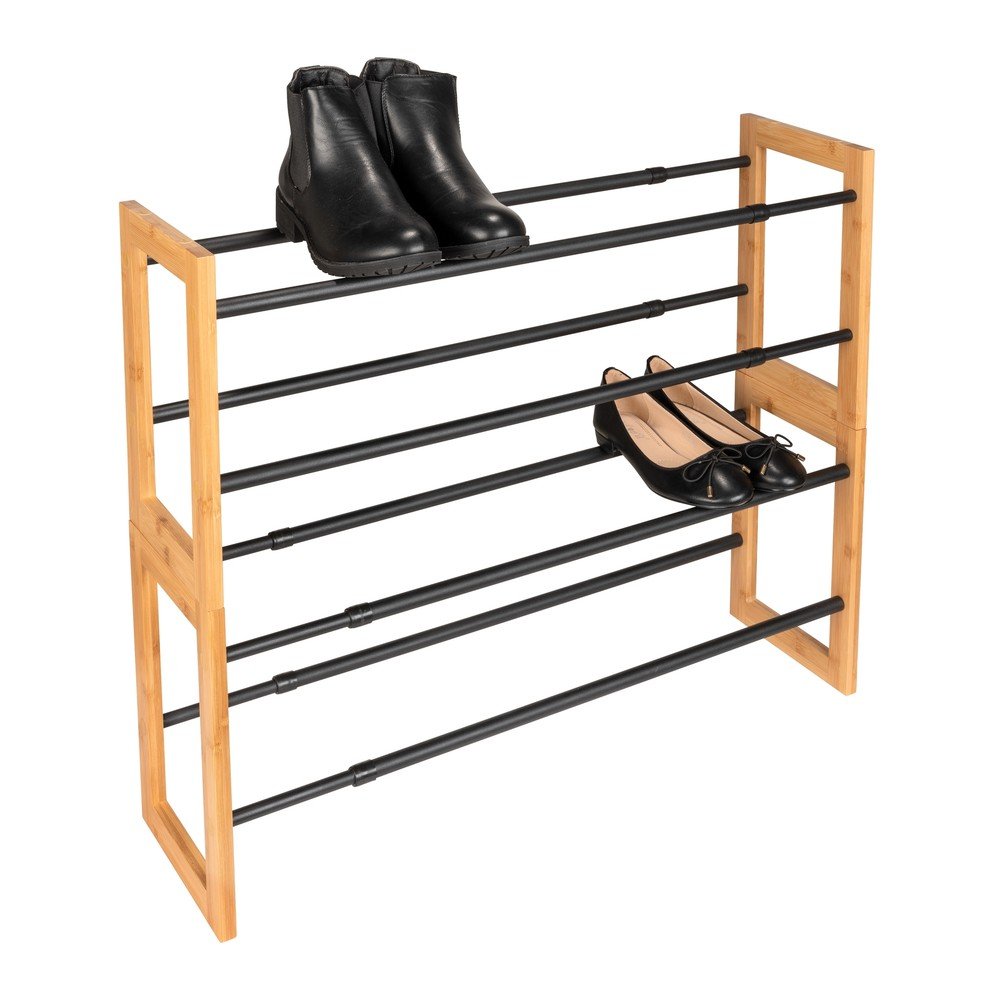 Czarno-naturalny metalowy teleskopowy regał na buty Ecori – Wenko (zdjęcie 7)
