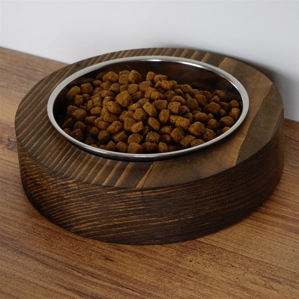 Metalowa miska dla zwierząt z drewnianą podstawką Kate Louise Pet-image-1