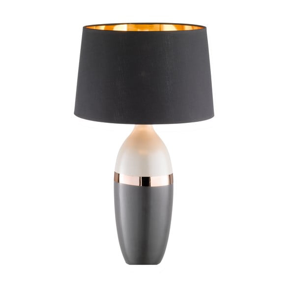 Czarna/szara lampa stołowa z tekstylnym kloszem (wysokość 45 cm) Foro – Fischer & Honsel