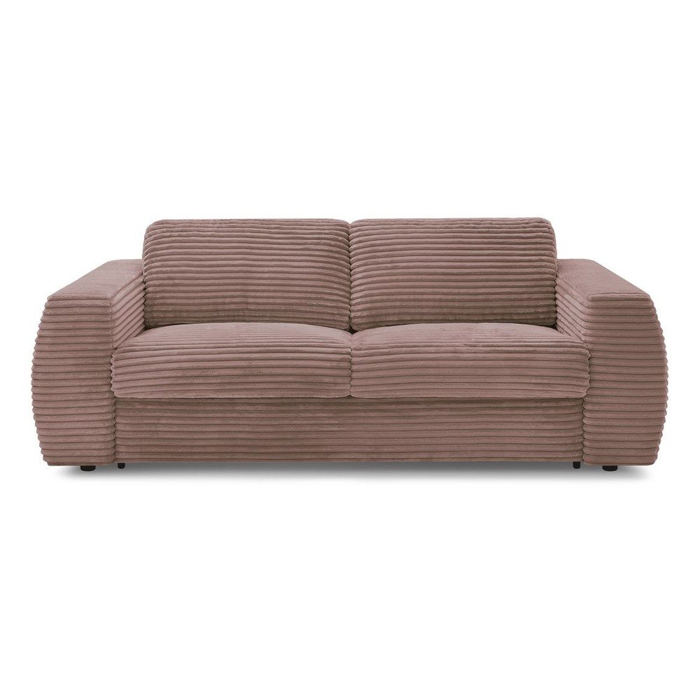 Różowa sztruksowa rozkładana sofa do spania 240 cm Hugo – Bobochic Paris