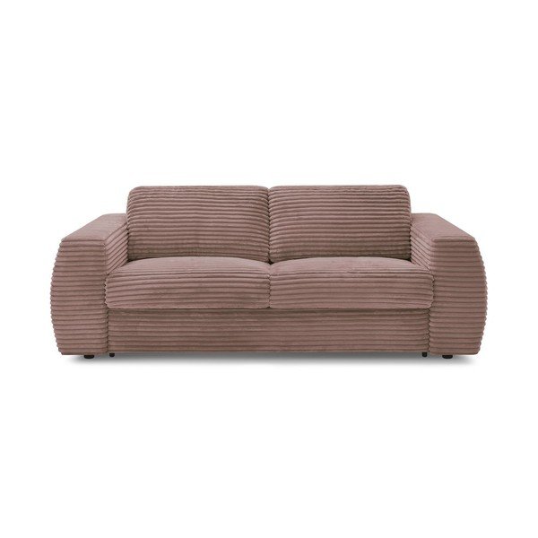 Różowa sztruksowa sofa do spania/rozkładana 240 cm Hugo – Bobochic Paris
