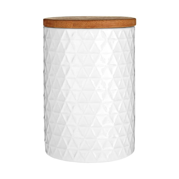 Biały pojemnik z bambusowym wieczkiem Premier Housewares White Tri Canister, ⌀ 10 cm