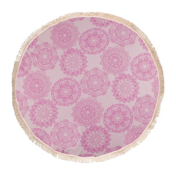 Różowy ręcznik hammam Begonville Lace, ᴓ 150 cm