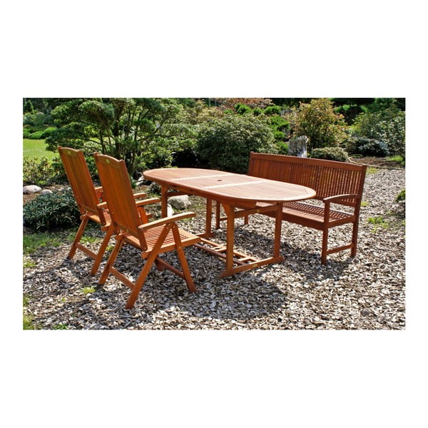 Ogrodowa ławka 3-osobowa z drewna eukaliptusowego Garden Pleasure Stockholm-image-2