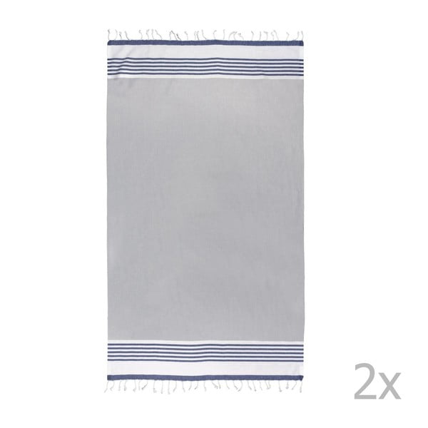 Zestaw 2 szarych ręczników hammam HF Living Mist