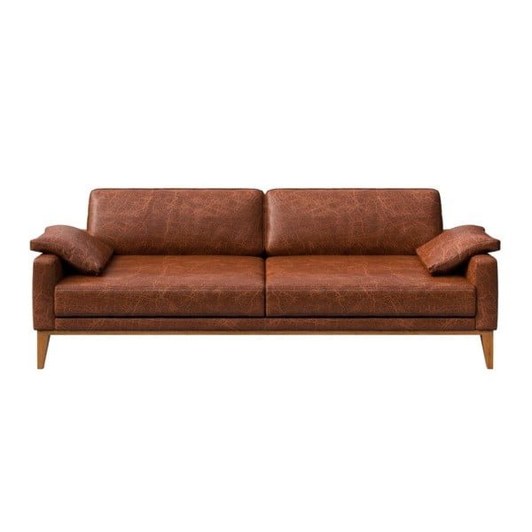 Karmelowa skórzana sofa trzyosobowa MESONICA Musso
