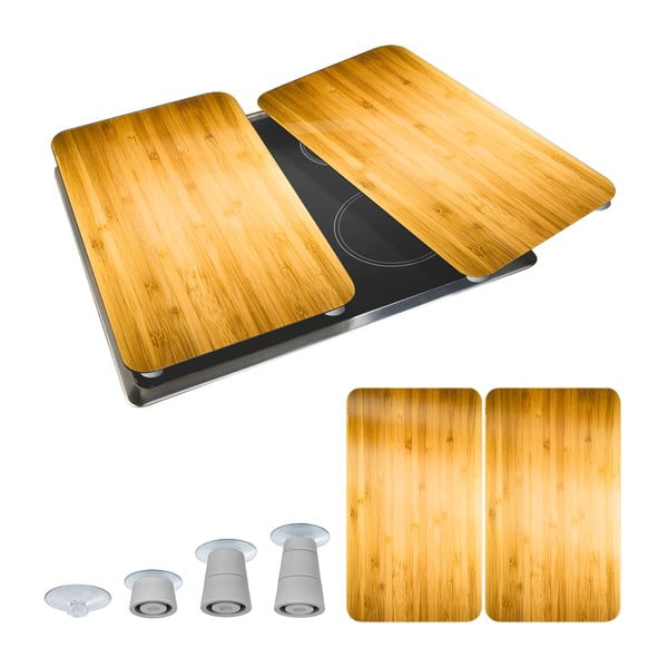 Płyty ochronne na kuchenkę ze szkła hartowanego zestaw 2 szt. 52x30 cm Wooden – Maximex-image-2