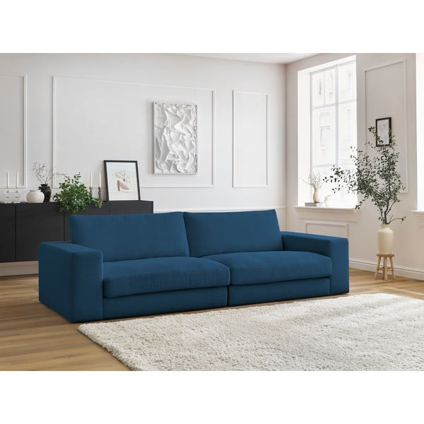 Ciemnoniebieska sztruksowa sofa 274 cm Leonard – Bobochic Paris-image-1