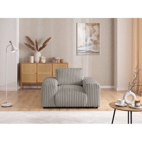 Jasnoszary sztruksowy fotel Justin – Ropez-image-1